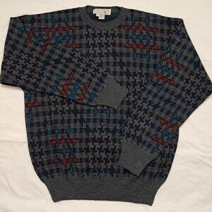 Vintage Tricots St Raphael Wool Geometric Grandpa Sweater XL